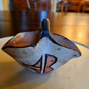 Vintage Santo Domingo Pueblo Handled Art Dish Southwestern